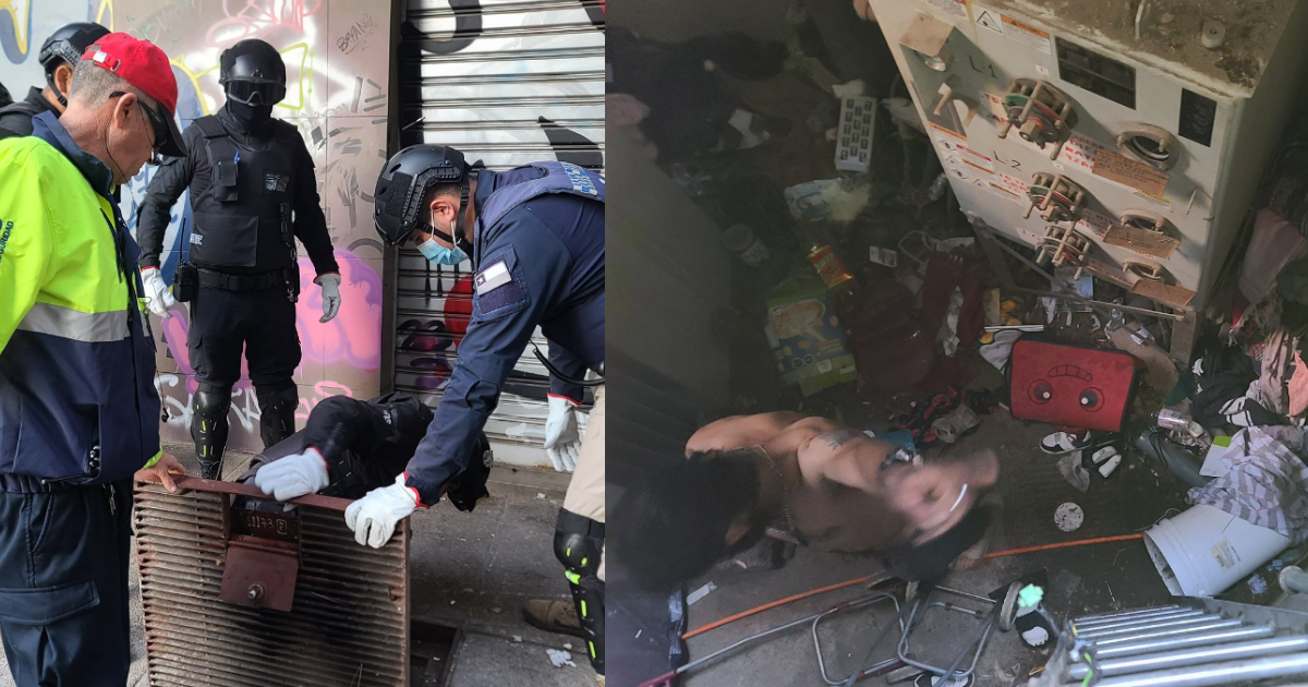 Encuentran a personas viviendo en cámara subterránea en el centro de Santiago