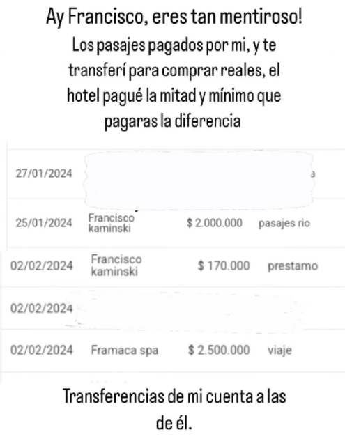 Carla Jara acusa a Kaminski de deberle dinero