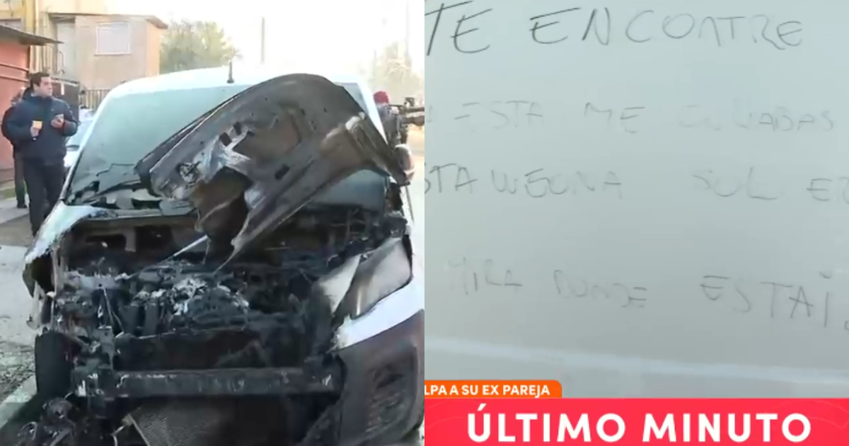 Hombre sospecha de expareja tras hallar su camioneta quemada en Maipú: le escribieron insultos