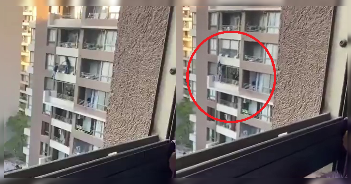 Dramático video mostró cómo PDI salvó a sujeto de caer de un balcón durante operativo en Santiago
