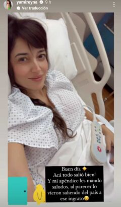 Yamila Reyna fue operada de apendicitis