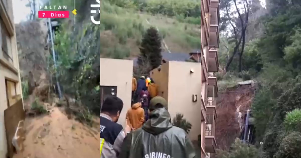 Captan en vivo evacuación edificio en San Pedro de la Paz: derrumbe de cerro ingresó a departamentos