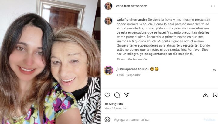 Carla Hernández, nieta de María Elcira, mujer desaparecida en Limache, compartió desgarrador mensaje