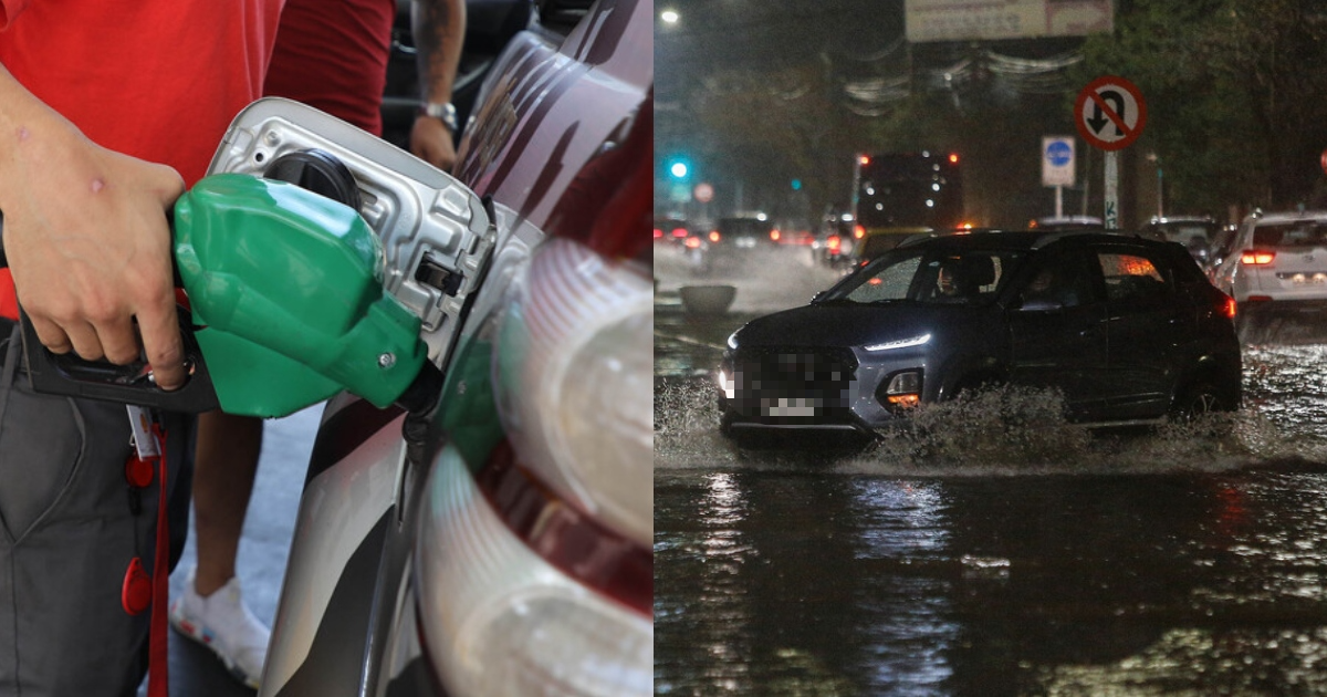 Lluvia se mezcló con bencina