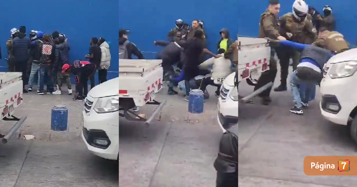 Grupo de extranjeros agrede brutalmente a carabineros en barrio Franklin: hay 3 detenidos