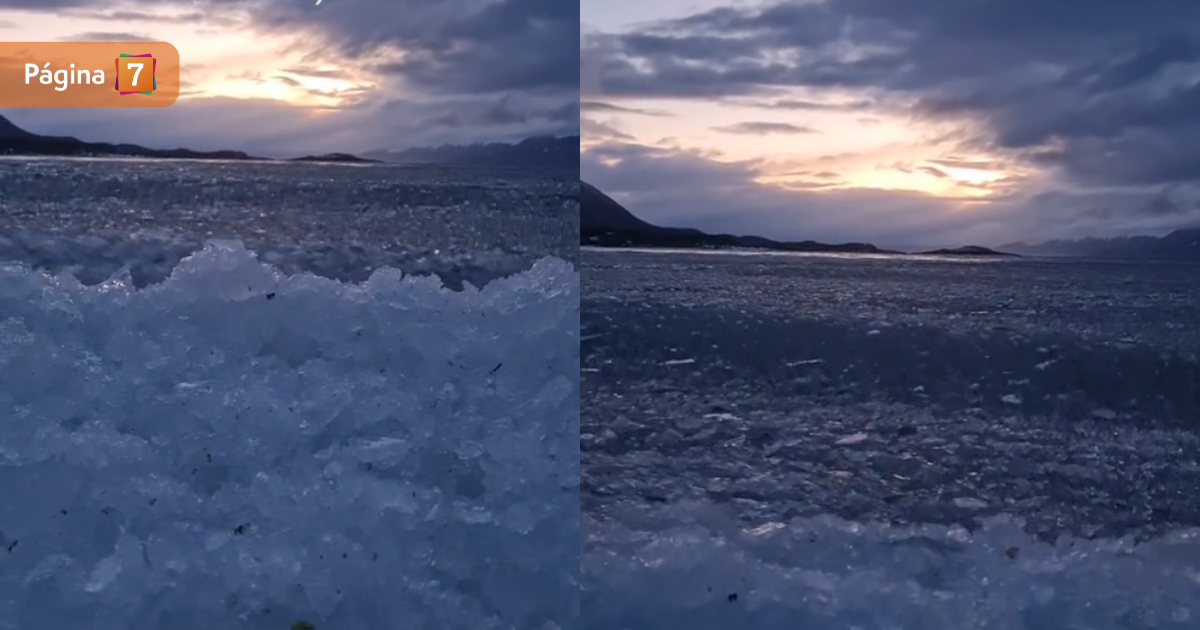 Ola de frío: viralizan video del mar congelado en Puerto Williams