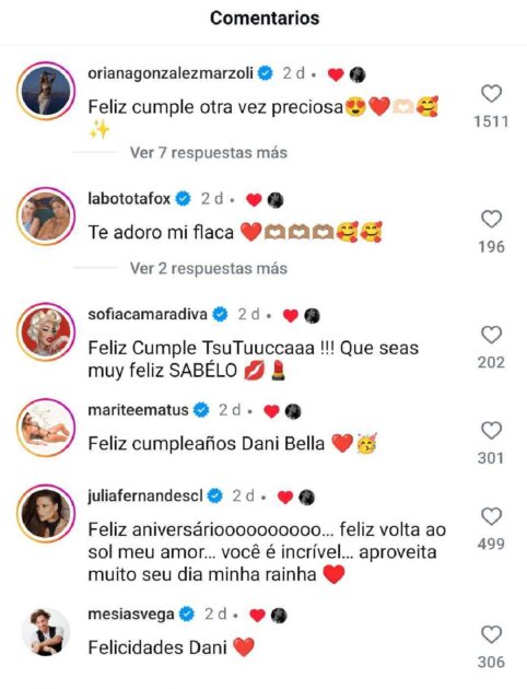 saludo de cumpleaños Luis Mateucci a Daniela Colett