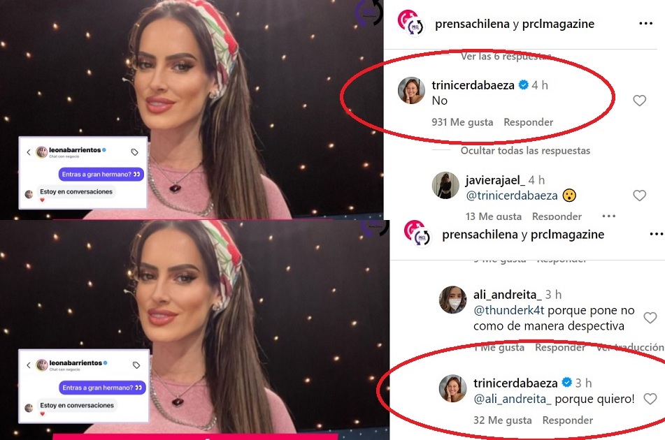 Trinidad Cerda rechazó posible ingreso de Adriana Barrientos a Gran Hermano