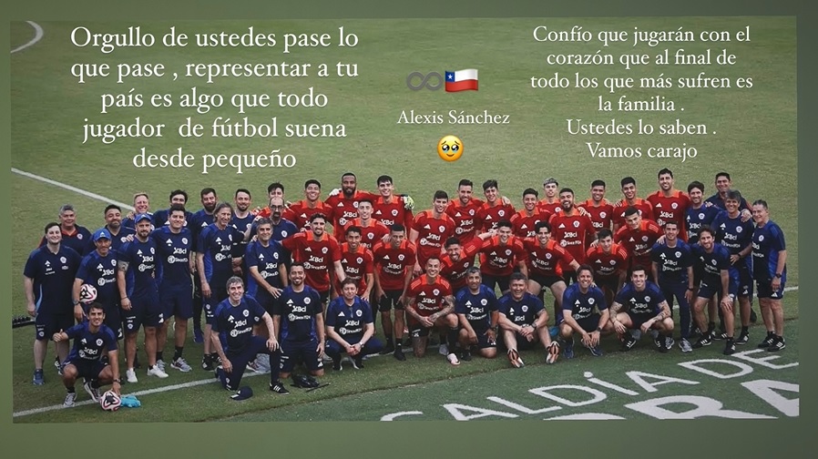 Alexis Sánchez arengó a la 'Roja' en su partido contra Colombia