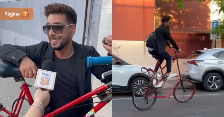 Ariel Wuth sorprendió al llegar a los Premios Cordillera en curiosa bicicleta de dos pisos