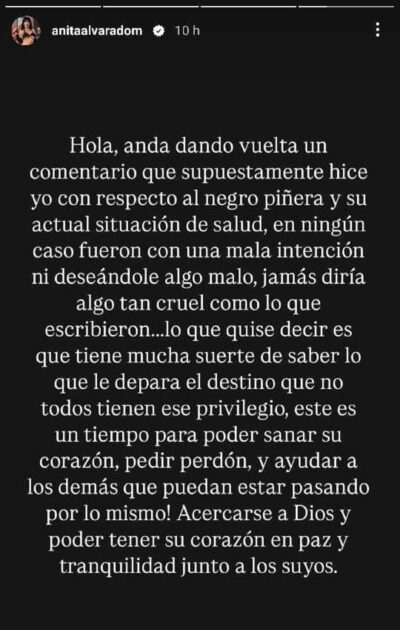 Anita Alvarado aclaró polémicos dichos de Negro Piñera luego que contara enfermedad: "Jamás diría…"