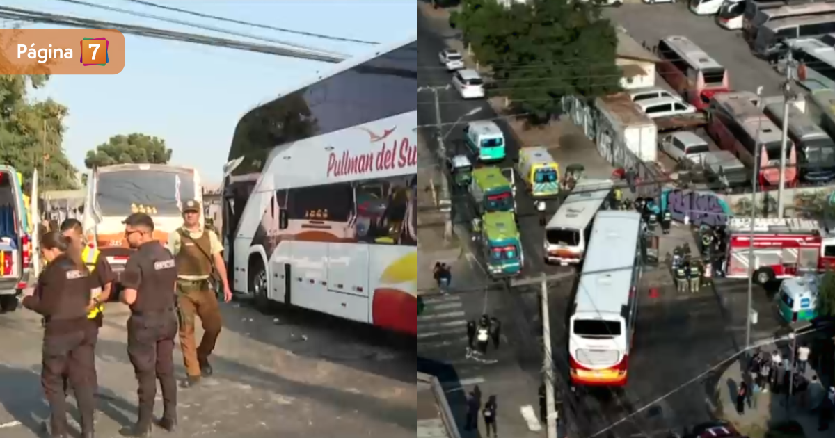 Colisión entre dos buses en Estación Central deja 18 heridos: conductores quedaron atrapados