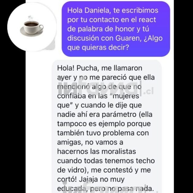 Daniela Colett se refirió a tenso momento en react con Guarén 