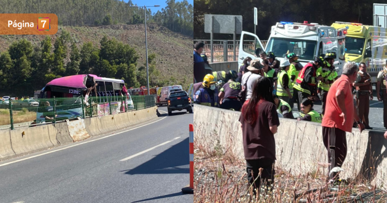 Tragedia en Lota: accidente de bus en Ruta 160 dejó 3 víctimas fatales y varios heridos