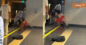 Pelea cuerpo a cuerpo en metro Línea 4