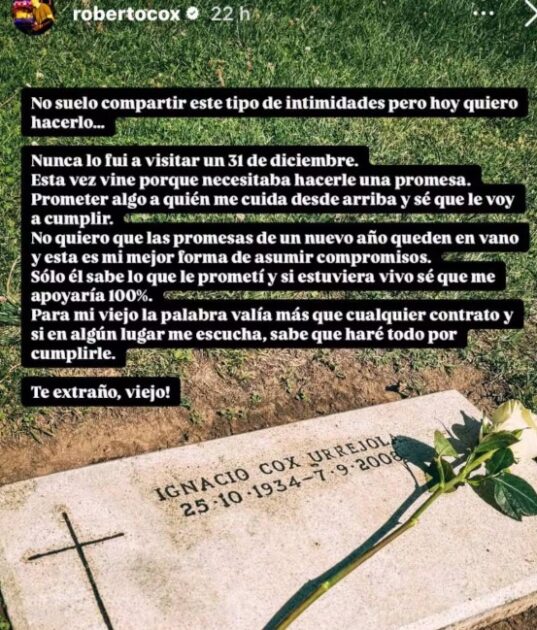Roberto Cox y la promesa que le hizo a su fallecido padre