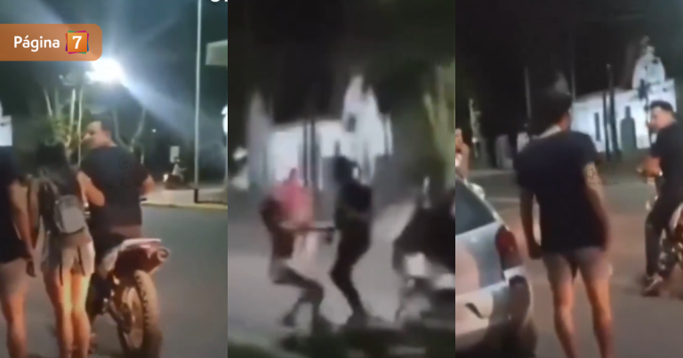 Violento video: papá golpeó a su hija en la calle en Argentina por no usar casco al andar en moto