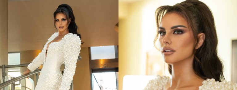 Con 38 mil perlas reales: la historia detrás del vestido de Emilia Dides en Viña 2025