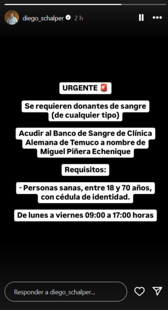 Actualizan estado de salud de Miguel Piñera.