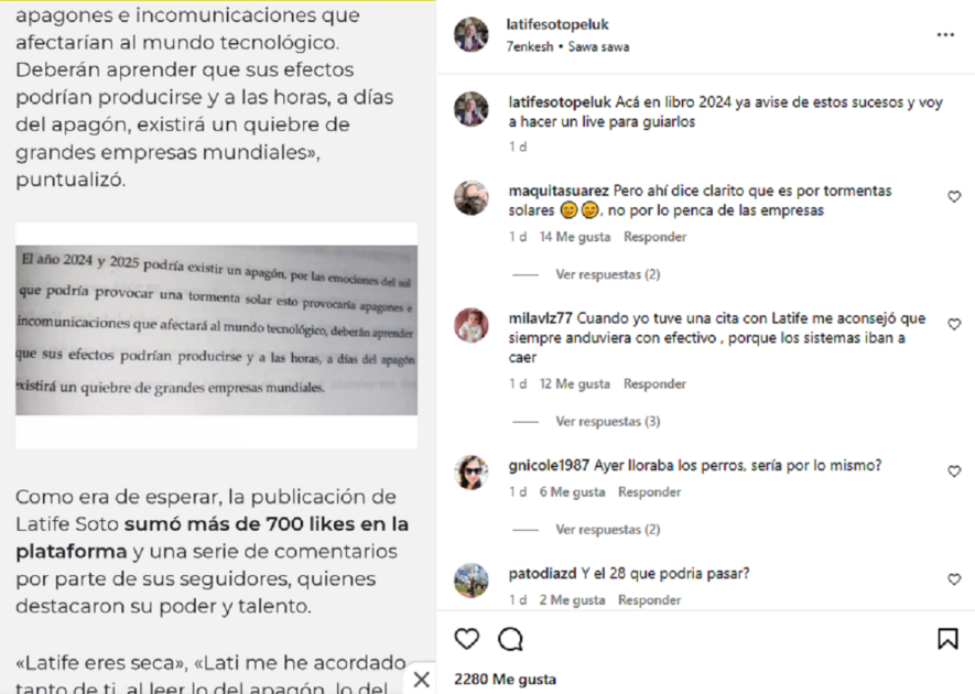 Latife Soto recordó vaticinio que predijo apagón masivo en Chile y realizó alarmante llamado