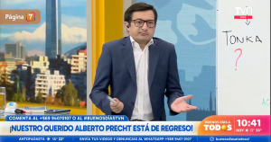Alberto Precht bromeó en su regreso a TVN tras sufrir parálisis facial: "Ahora soy medio rostro"
