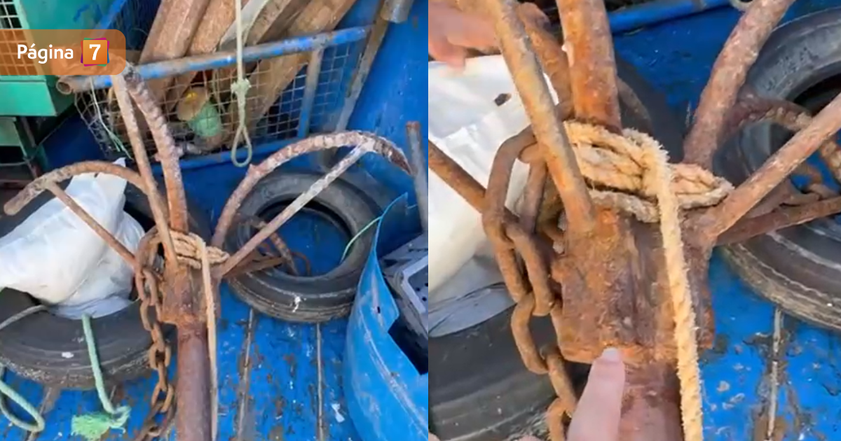 Constatan estado de araña de arpeo de naufragada lancha Bruma Se cortó