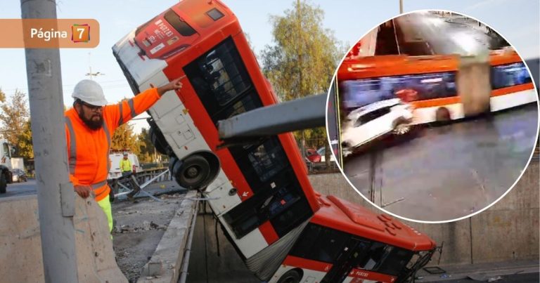 Revelan impactante video del auto que chocó con bus RED antes de caer sobre la Autopista Central