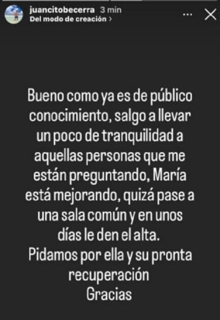 Hermano de María Becerra se refirió al delicado estado de salud de la cantante