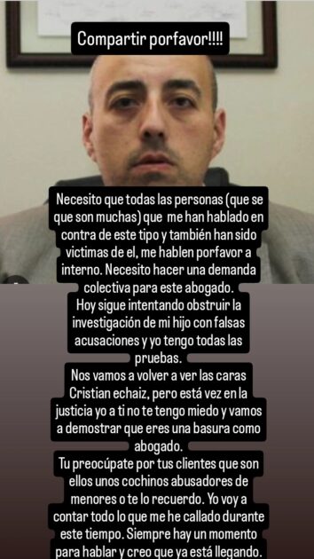 Madre de Tomás Bravo anunció demanda colectiva contra abogado Cristian Echaiz