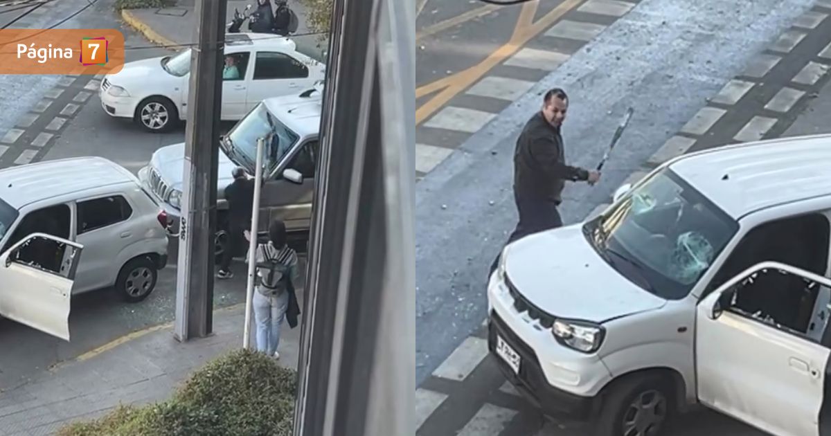 Con golpes, daños y fuga: captan violenta pelea de 2 conductores a plena luz del día en Providencia