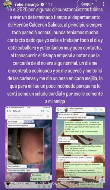 Rebeca Naranjo expuso acoso que sufrió de Hernán Calderón