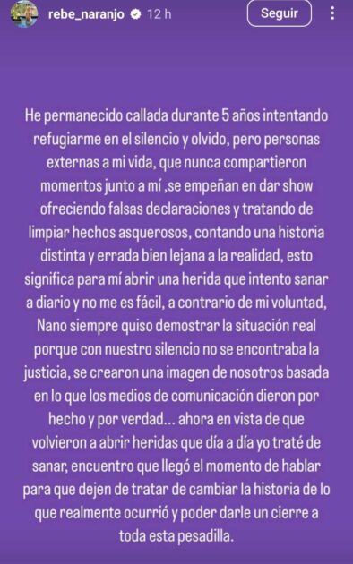 Rebeca Naranjo, pareja de Nano Calderón, rompió el silencio