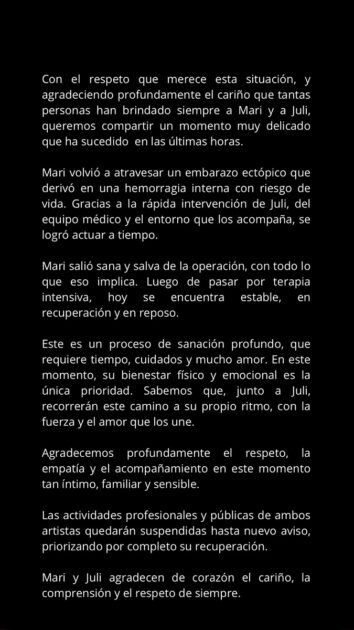 Hermano de María Becerra se refirió al delicado estado de salud de la cantante
