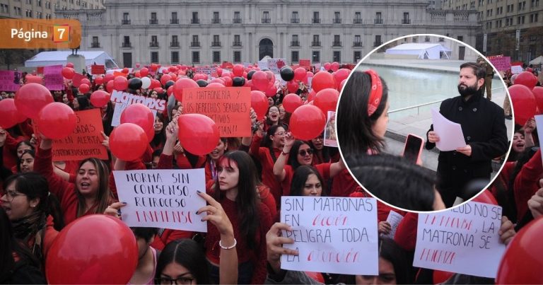 Matronas marchan frente a La Moneda y encaran a Boric por Norma 150: 