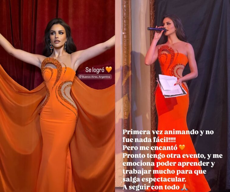 Emilia Dides se lució animando final de Miss Universo Argentina: impactó con potente vestido