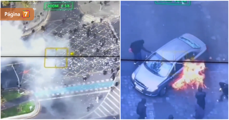 Reportan incidentes en marcha por Día del Trabajador: sujetos queman auto y Metro cierra estaciones