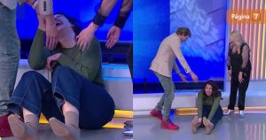 María José Quintanilla protagonizó bochornosa caída en La hora de jugar: “No es mi día”