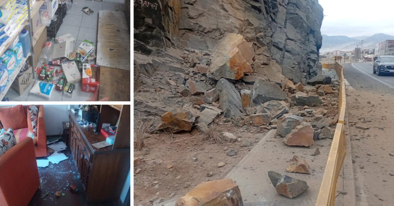 Derrumbe de fachadas y otros daños: los registros del fuerte sismo 6,4 en Copiapó