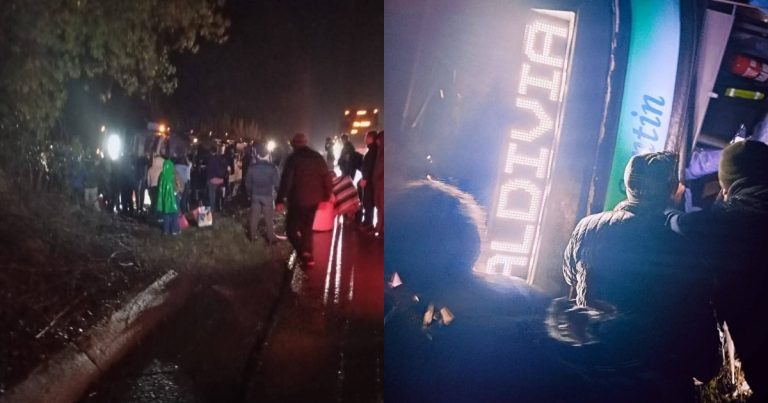 Grave accidente en Ruta 5 Sur: bus se volcó con 41 pasajeros durante la madrugada de este sábado