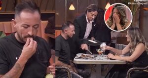 Un chicle provocó "momento freak" en Amor a Ciegas y Cristián Riquelme intervino