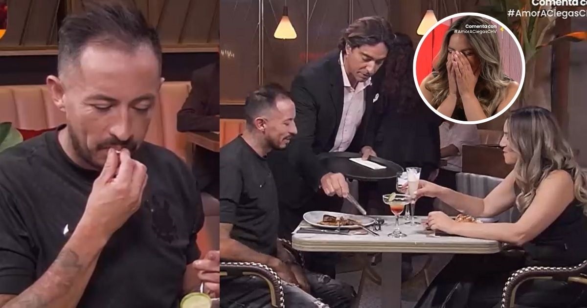 Un chicle provocó "momento freak" en Amor a Ciegas y Cristián Riquelme intervino