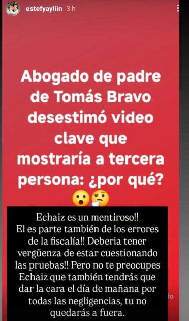 Madre de Tomás Bravo en picada contra el abogado del padre de su hijo tras desestimar video clave 