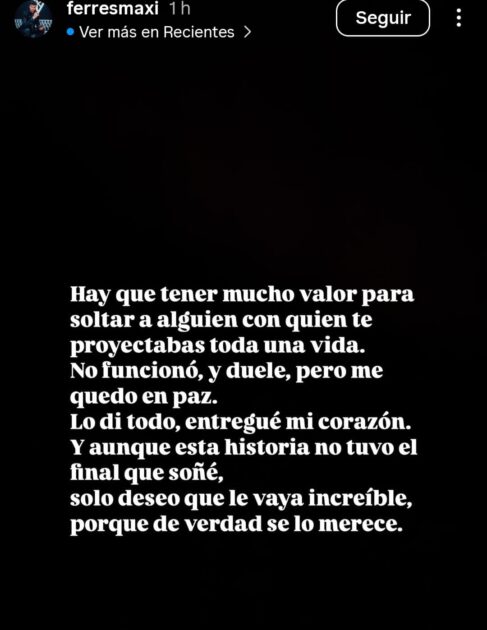 Maxi Ferres comunicó quiebre con Silvina Varas