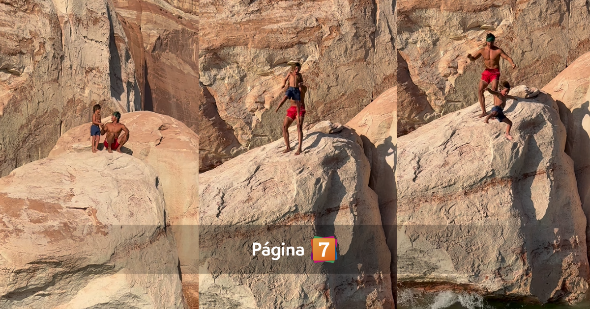 Lo lanzó por un acantilado critican a influencer por ruda manera de enseñarle valentía a su hijo