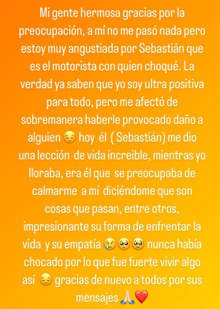 Coté López se sinceró tras atropellar a motociclista en accidente de tránsito: "Estoy angustiada"