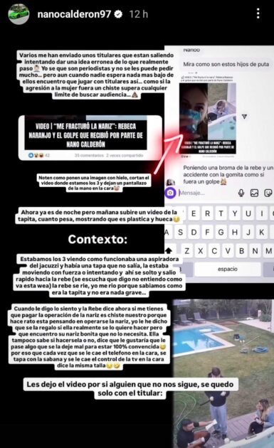 Nano Calderón alzó la voz tras incidente con Rebe Naranjo