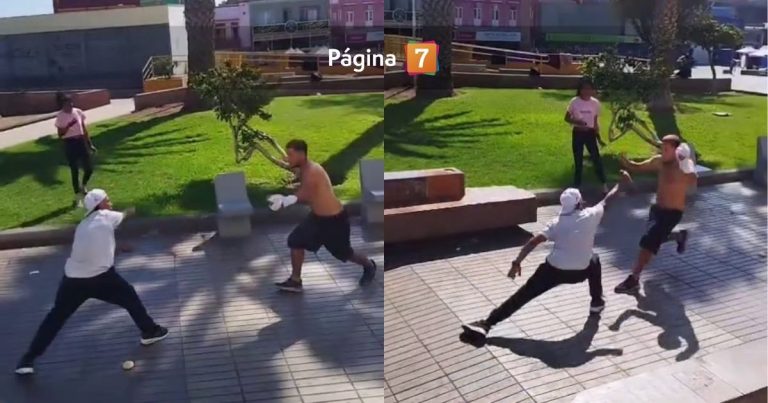 Registran brutal pelea a cuchillazos en pleno centro de Antofagasta: esto es lo que se sabe