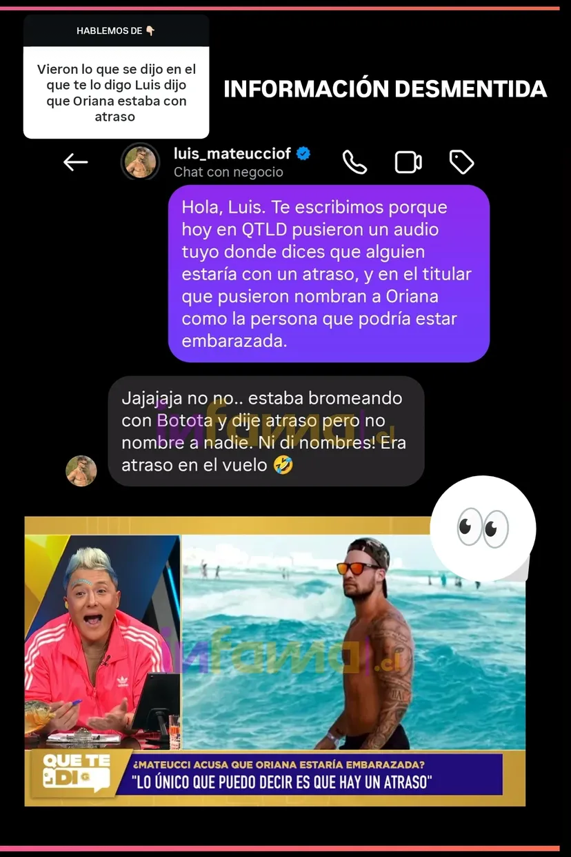 Por dichos de Luis Mateucci, panelistas de Que te lo digo especulan embarazo de Oriana Marzoli: "Está con atraso"