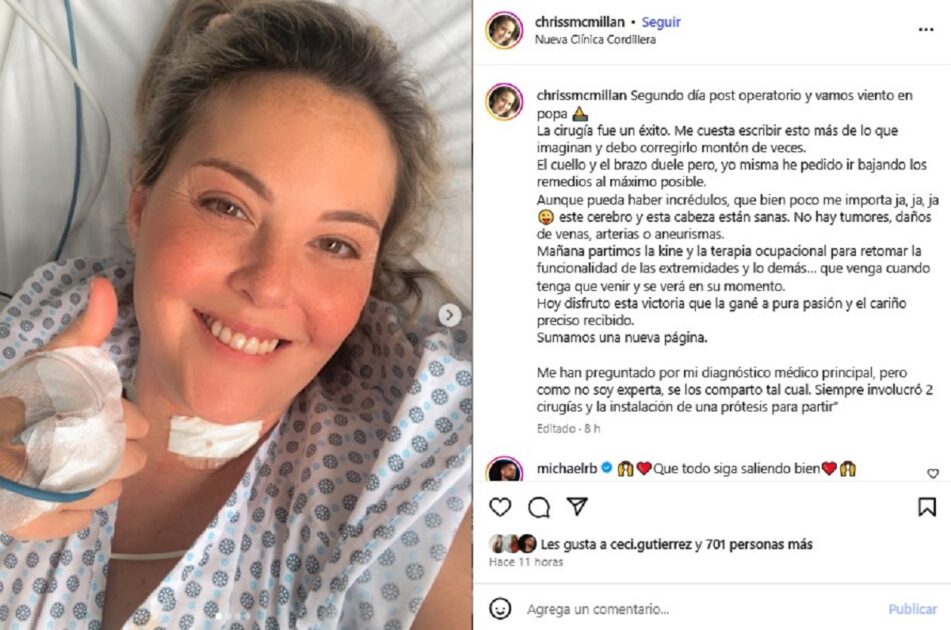 Chriss Mc Millan entregó detalles de su actual estado de salud tras delicada operación