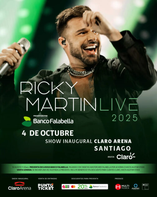 Ricky Martin regresa a Chile: revisa la fecha, lugar y precio de las entradas